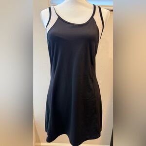 ASICS Women's Regular Tennis Dress Black White Racerback Mesh Panels Size M